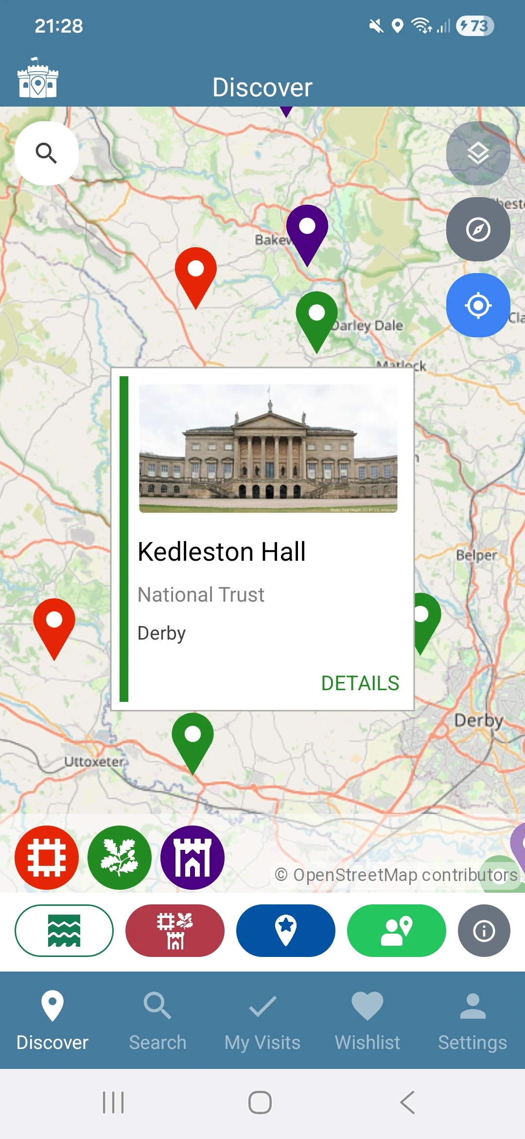 Sites managed by national organisations screenshot