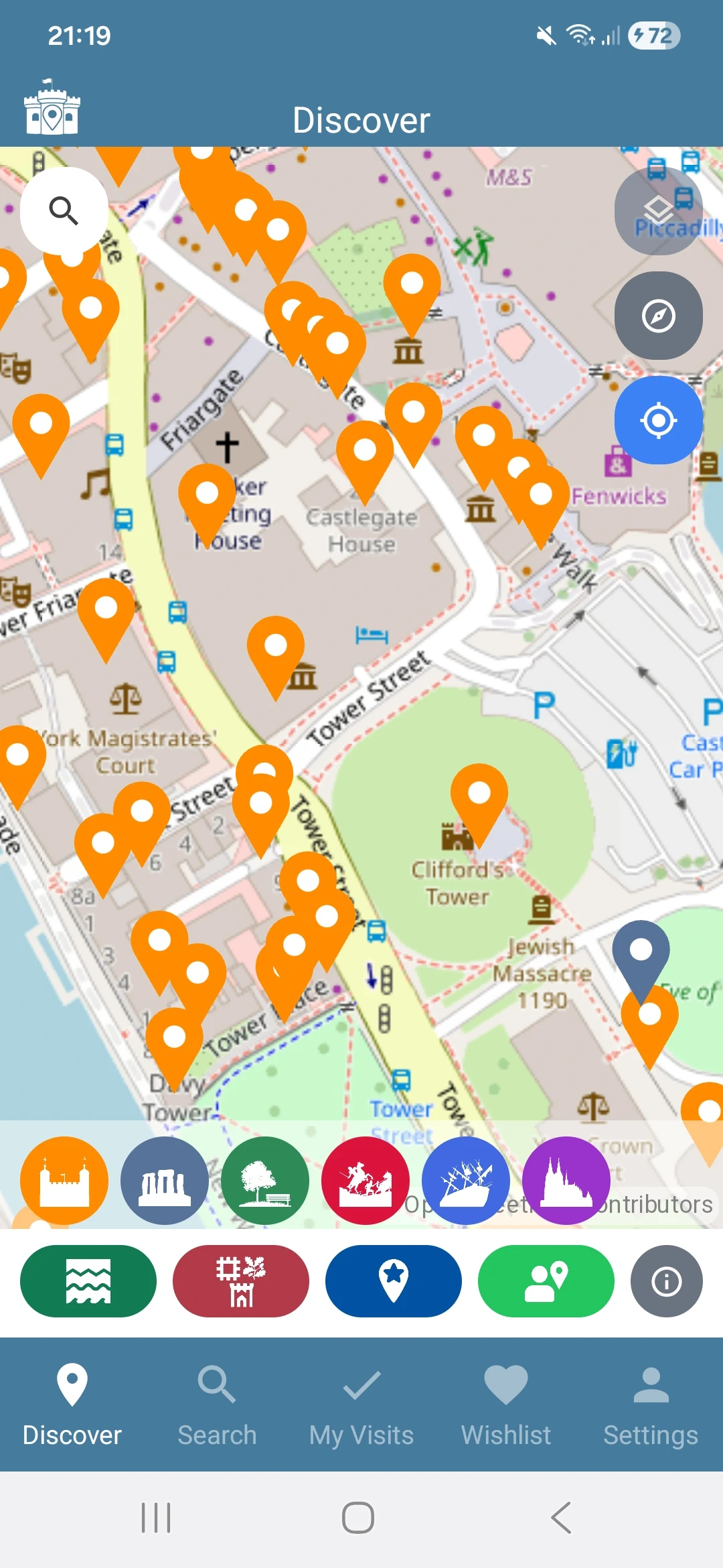 The national register layers in the Visit History app